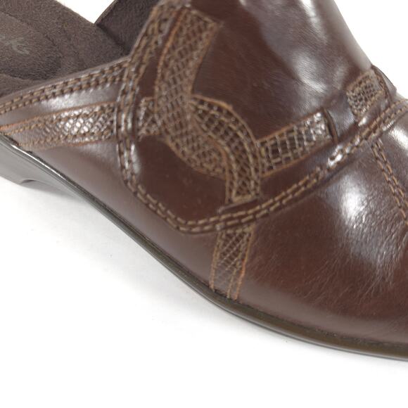 Clarks Bendables Leather Casual Mule Slide Flat Shoe Womens Size 8.5 60614 Brown - Picture 8 of 9